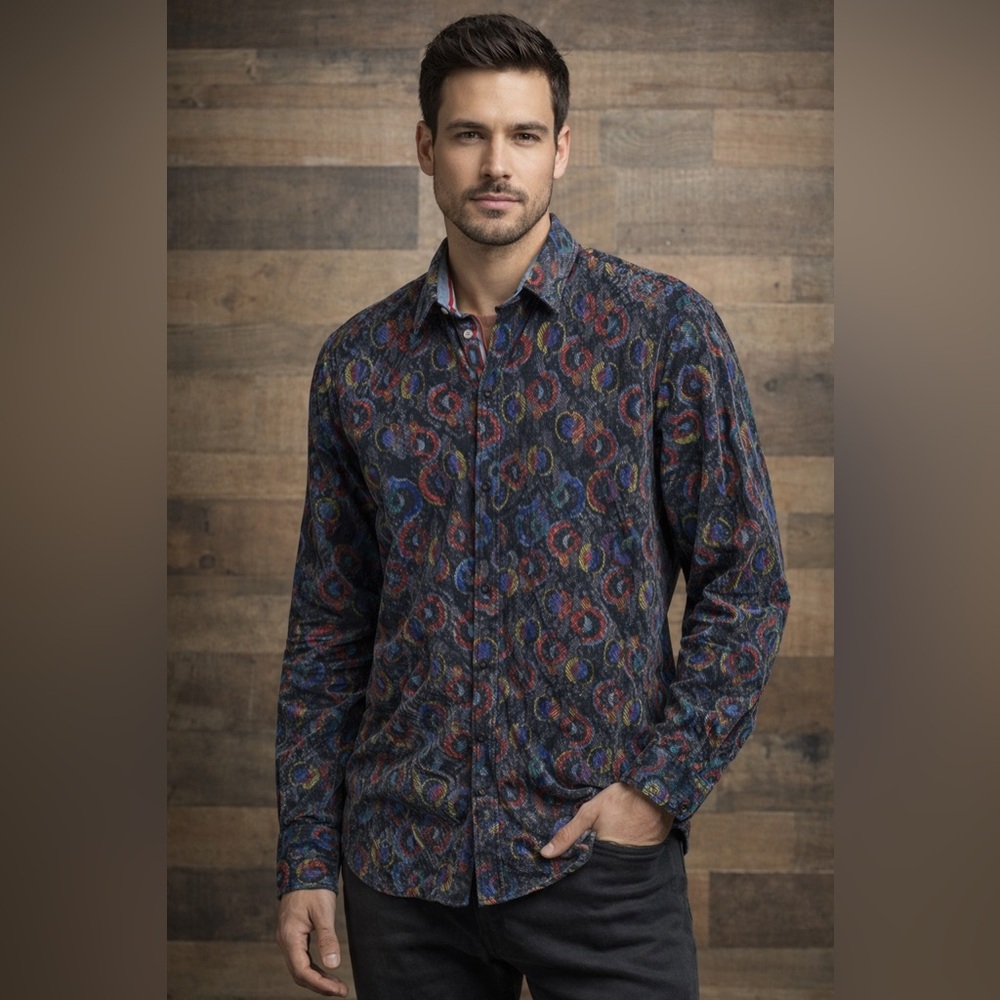Eight X Buckle Exclusive Men’s XL Classic Fit Abstract Pattern Button Down Shirt
